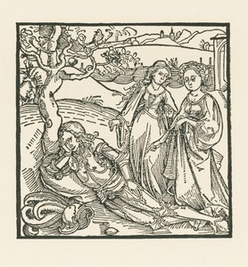 Ritarin kanssa meditoivat hänen kaksi tytärtään... tekijältä Albrecht Dürer or Duerer