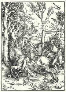 Ritari ja Landsknecht tekijältä Albrecht Dürer