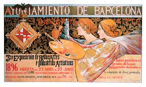 Cartell de la tercera "Exposició de Belles Arts i Indústries Artístiques" de Barcelona l