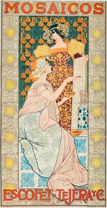 Mainos tuotemerkin "Escofet, Tejera y Cia" laatalle - Alexandre de Riquer i Yngladan litografia (1856-1920)