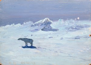 Jääkarhu metsästää kuutamossa yössä, 1899 tekijältä Aleksandr Alekseevich Borisov