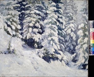 Metsää talvella. Aleksandr Aleksejevitš Borisovin (1866-1934) maalaus. Öljy kankaalle, 78 x 90 cm tekijältä Aleksandr Alekseevich Borisov