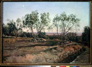 ""Oliivipuut lähellä Albanon hautausmaata"" Aleksanteri Ivanovin (1806-1858) maalaus 1845 Valtion Tretjakovin galleria, Moskova tekijältä Aleksandr Andreevich Ivanov
