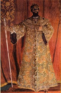 Muotokuva Fjodor Ivanov Šaljapinista 1873-1939 Boris Godunovin roolissa, 1912, 1965. tekijältä Aleksandr Jakovlevic Golovin