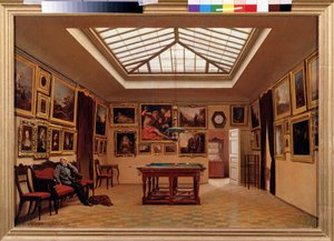 Biljardihallissa. Maalaus Alexander Ivanovich Morozov (1835-1904), öljy kankaalle