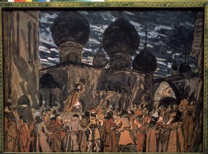 Lavastus Nicholas Rimsky-Korsakovin (1844-1908) oopperaan Pihkovan neito (N. Rimski-Korsakovin Pihkovan neito-oopperan lavastus) Aleksanteri Jakovlevich Golovinin teoksia (Al tekijältä Aleksandr Jakovlevic Golovin