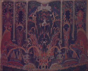 Naamiaisverhon suunnittelu M. Lermontovin teatterinäytelmään The Masquerade, 1917 tekijältä Aleksandr Jakovlevic Golovin