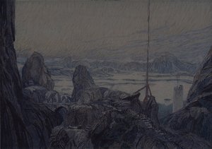 Lavastus H. Ibsenin teatterinäytelmään The Lady from the Sea, 1905 tekijältä Aleksandr Jakovlevic Golovin
