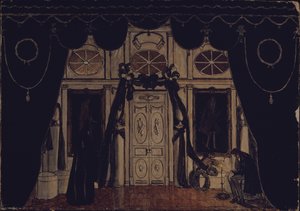 Lavastus M. Lermontovin teatterinäytelmään The Masquerade, 1917 tekijältä Aleksandr Jakovlevic Golovin