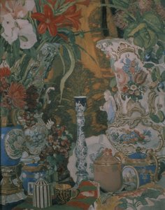 Asetelma. Kukkia ja posliinia, 1912 tekijältä Aleksandr Jakovlevic Golovin