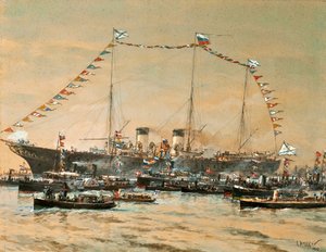 Keisari Nikolai II vierailee Yacht Polestarissa, 1908
