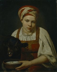 Talonpoikatyttö vasikalla, 1820-luvun loppu