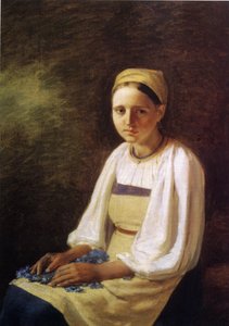 Talonpoikatyttö ruiskukilla, 1820-luku tekijältä Aleksei Gavrilovich Venetsianov