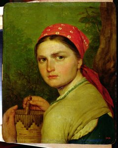Tyttö koivuntuoren kanssa, n. 1824