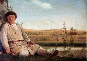 Nukkuva paimen, Aleksei Venetsianov (1780-1847) tekijältä Aleksei Gavrilovich Venetsianov