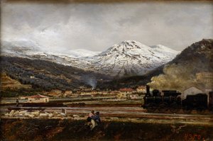Vuoristomaisema Aleksei Petrovitš Bogolyubov (Bogoliubov tai Bogolioubov) (1824-1896) tekijältä Aleksei Petrovich Bogolyubov
