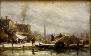 Venetsia lähellä rautatieasemaa. Noon par Bogolyubov (Bogoliubov), Aleksei Petrovitš (1824-1896) tekijältä Aleksei Petrovich Bogolyubov
