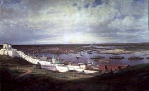 Näkymä Nižni Novgorodista (öljy kankaalle) tekijältä Aleksei Petrovich Bogolyubov