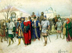"Moskovaan saatettu pormestari Martha", 1880. tekijältä Aleksey Kivshenko