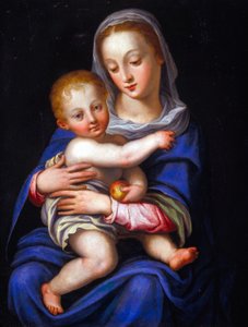 Madonna ja lapsi (öljy hopeoidulle kuparille) tekijältä Alessandro Allori