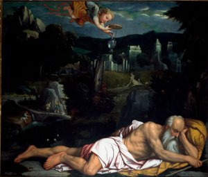 Elie unessa Alessandro Bonvicinon maalaus dit il Moretton (1498-1554) Vanha katedraali, Brescia tekijältä Alessandro Bonvicino Moretto