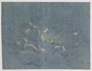 Selene ja Endymion, suunnittelu kattomaalaukseen tekijältä Alessandro Gherardini