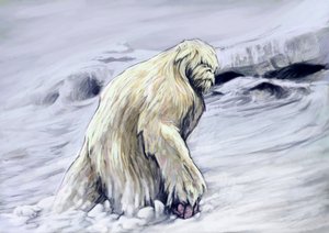 Monstros e criaturas fantásticas, criptozoologia: representação de um yeti ou “abominável homem das neves” criatura antropomórfica do folclore da região do Himalaia