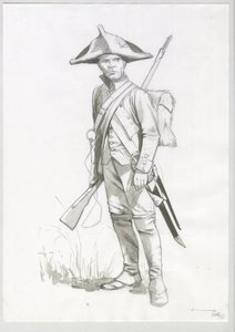 Ensimmäinen valtakunta (1804-1814 ja 1815): Napoleonin armeijan sotilaan, ranskalaisen ampujan puku. Piirustus Alessandro Lonati tekijältä Alessandro Lonati