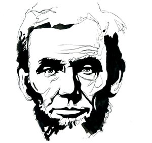 Yhdysvaltain presidentin Abraham Lincolnin (1809-1865) muotokuva (Amerikan presidentin Abraham Lincolnin muotokuva) tekijältä Alessandro Lonati