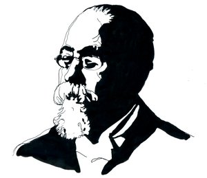 Cesare Lombroson muotokuva (1835-1909), Italian kriminologian koulun perustaja (Cesare Lombroson muotokuva italialainen kriminologi ja lääkäri, Italian positivistisen kriminologian koulun perustaja) tekijältä Alessandro Lonati