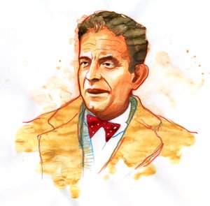 Muotokuva ranskalaisesta psykiatrista ja psykoanalyytikosta Jacques Lacanista (1901-1981) (ranskalaisen psykoanalyytikon ja psykiatrin Jacques Lacanin muotokuva) tekijältä Alessandro Lonati