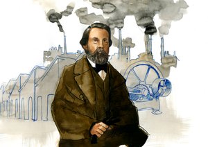 Muotokuva Friedrich Engelsistä (1820-1895), saksalainen sosialisti teoreetikko ja poliitikko tekijältä Alessandro Lonati