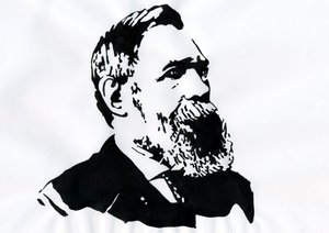 Muotokuva Friedrich Engelsistä (1820-1895), saksalainen sosialisti teoreetikko ja poliitikko (saksalainen filosofi, yhteiskuntatieteilijä ja toimittaja Friedrich Engels) tekijältä Alessandro Lonati