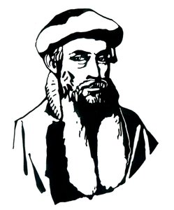 Johannes Gensfleisch dit Gutenbergin (1400-1468) muotokuva, saksalainen kirjapaino (Johannes Gutenbergin muotokuva) Kuvitus: Alessandro Lonati tekijältä Alessandro Lonati