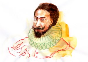 Miguel de Cervantes Saavedran (1547-1616) muotokuva (espanjalaisen kirjailijan Miguel de Cervantes Saavedran muotokuva) tekijältä Alessandro Lonati