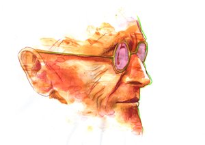 Muotokuva kirjailija Hermann Hessen (1877-1962) piirustus tekijältä Alessandro Lonati