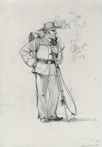 Toinen valtakunta (1852-1870): Italian yhdistyminen (Risorgimento), Garibaldin armeijan vapaaehtoinen, joka tunnetaan "punapaitaisena" taistelijana Giuseppe Garibaldin (1807-1882) asian puolesta Italiassa tekijältä Alessandro Lonati