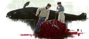 Kaksi valasta leikkaamassa valaan tekijältä Alessandro Lonati