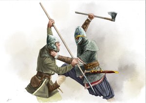 Viikinkien soturitaistelu tekijältä Alessandro Lonati