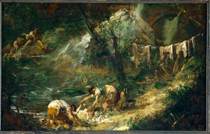 Pesijättäret. (maalaus kankaalle)