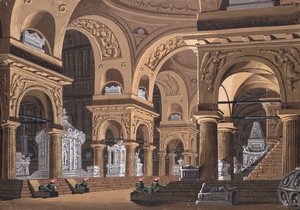 Lavastus Francesco Bianchin oopperaan Castore e Polluce. tekijältä Alessandro Sanquirico