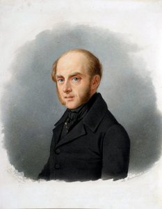 Venäjän valtiomiehen kreivi Sergei Ouvarovin (1786-1855) muotokuva - Aleksanteri Aleksejevitš Vasiljevskin (1794-1849) akvarelli pahville, 1840-luvun alku - Kreivi Sergei Semionovitš Uvarovin (1786-1855) muotokuva - Aleksandin vesiväri pahville tekijältä Alexander Alexeyevich Vasilyevsky