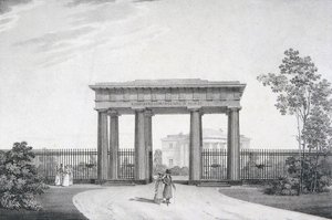 Rakkaat asetoverini -portti Katariina-puistossa Tsarskoje Selossa, 1822 tekijältä Alexander Andreyevich Thon