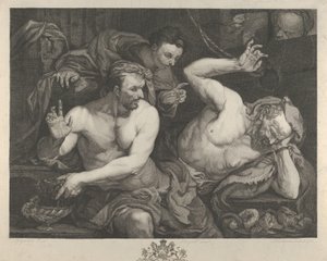 Joosef tulkitsee faraon päähovimestari ja leipurin unia, 1766. tekijältä Alexander Bannerman