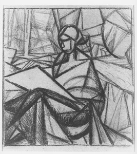 Nainen, 1914-15 (hiili paperilla)