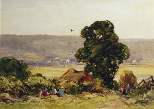 Heinänteko (akvarelli paperille) tekijältä Alexander Carruthers Gould