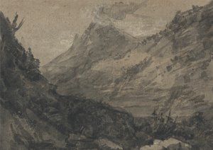 Vuoristoinen maisema tekijältä Alexander Cozens