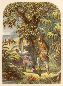 Robinson Crusoe ja Friday hyökkäävät villiä vastaan tekijältä Alexander Francis Lydon