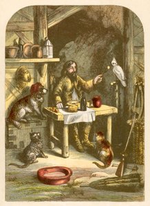 Robinson Crusoe päivällisellä pienen perheensä kanssa tekijältä Alexander Francis Lydon