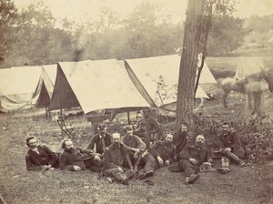 Ryhmä Potomacin armeijan päämajassa, Antietam, lokakuu 1862, 1862. tekijältä Alexander Gardner